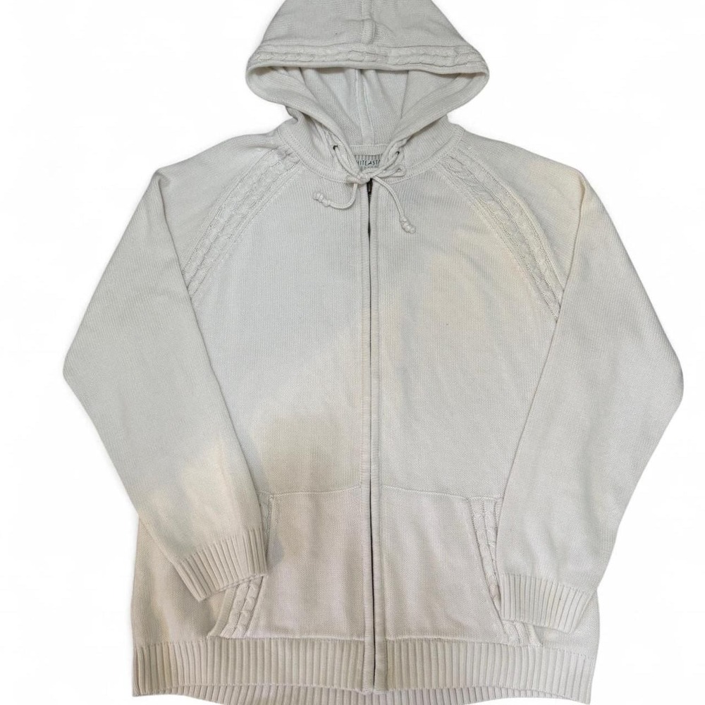 White Stag Vintage Cream Knit Zip Up Hoodie, Arctic White -‎ Ladies XL